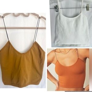 2 Free People Intimately Camisoles XS/S Tan w/ Black Straps & White size m/l